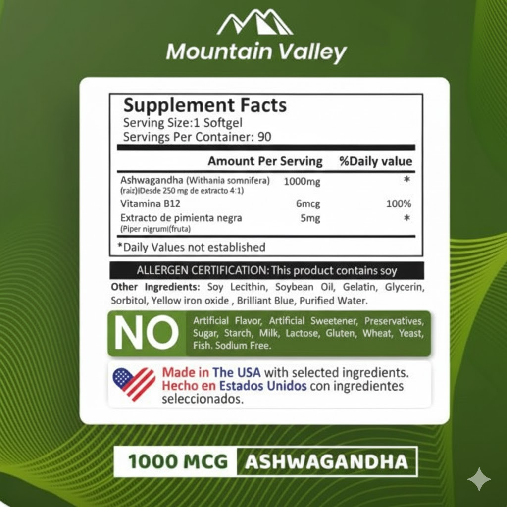 ASHAWAGANDA + B12 X 90 CÁPSULAS